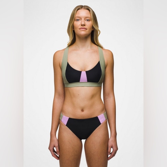 prAna Bikini Set Black Sporty Hipster Modest 2 Piece Swimwear Womens Size XL - Picture 1 of 8
